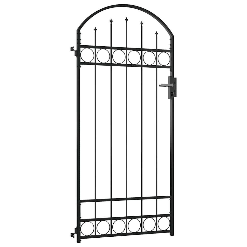 145750 vidaXL Fence Gate "ASSEN" with Arched Top Steel 89x200 cm Black