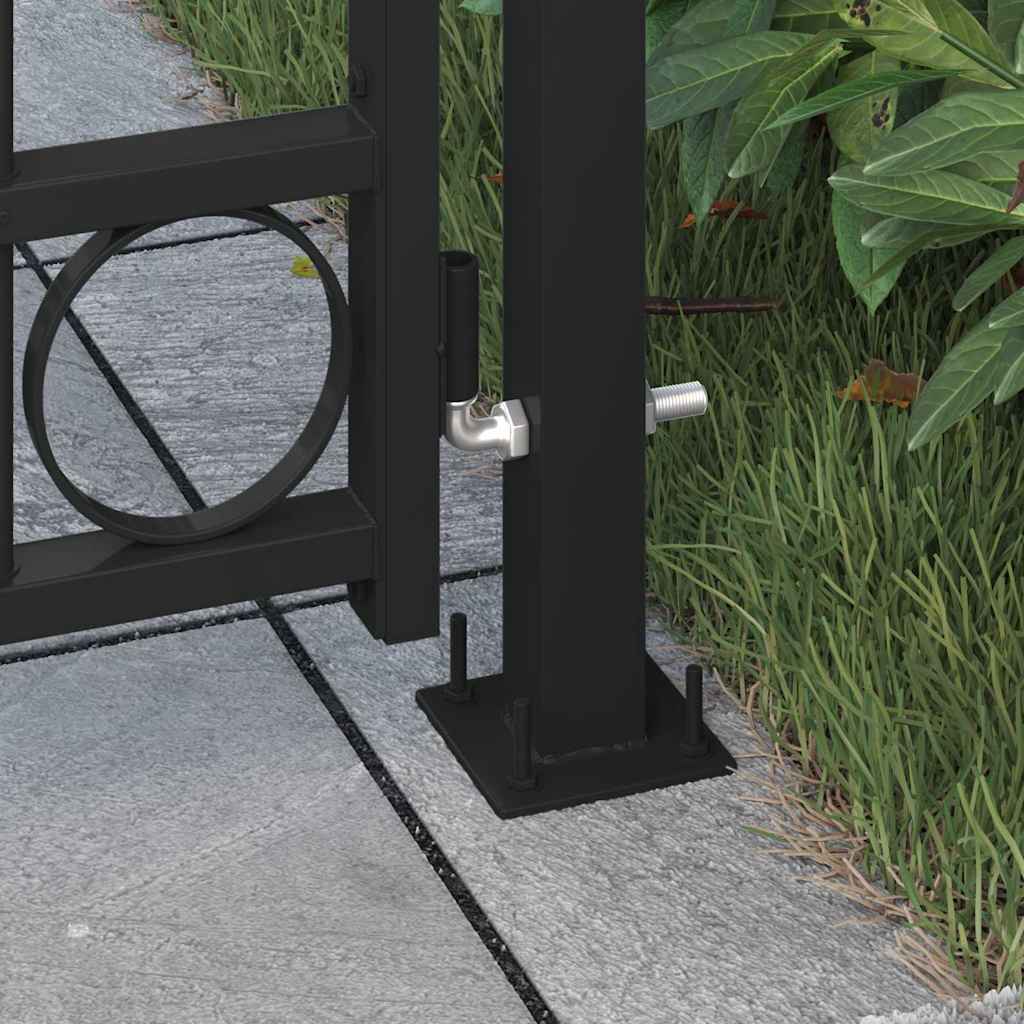 Fence Gate "ASSEN" with Arched Top and 2 Posts 105x170 cm Black