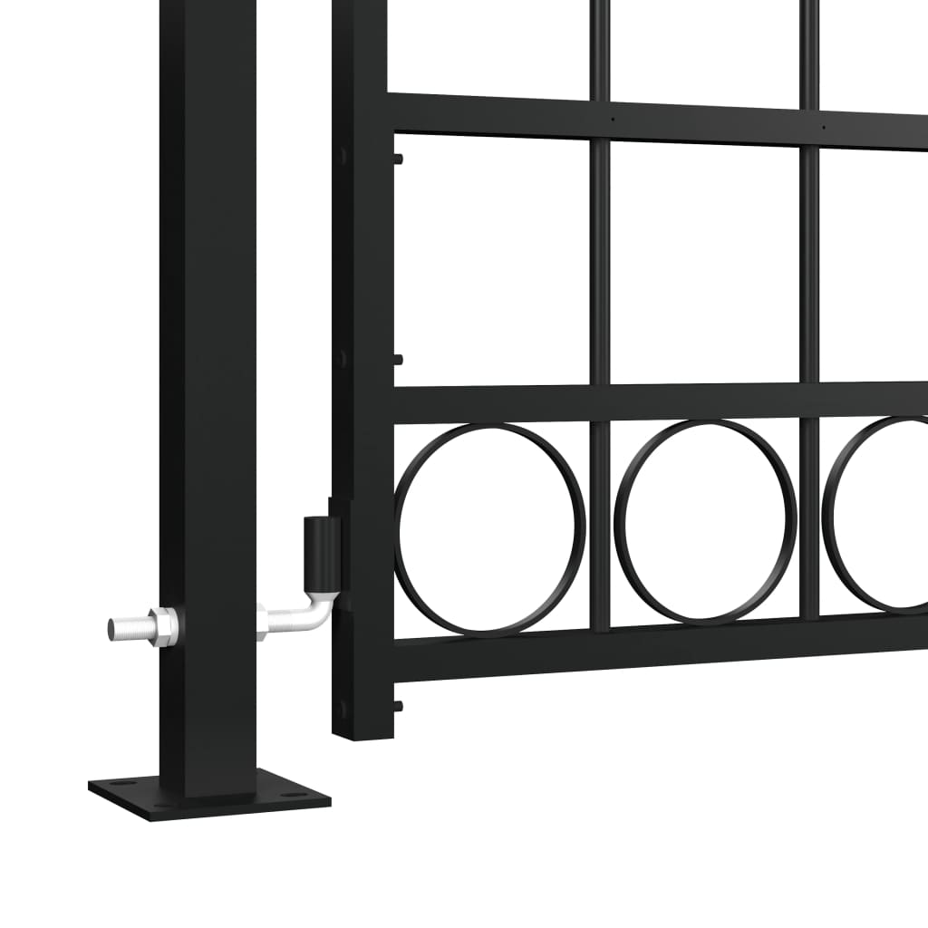 vidaXL Fence Gate with Arched Top and 2 Posts 105x204 cm Black