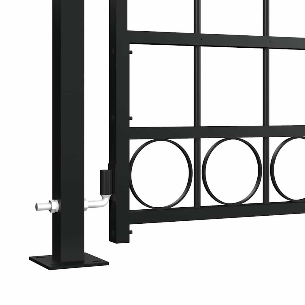 Fence Gate "ASSEN" with Arched Top and 2 Posts 105x170 cm Black