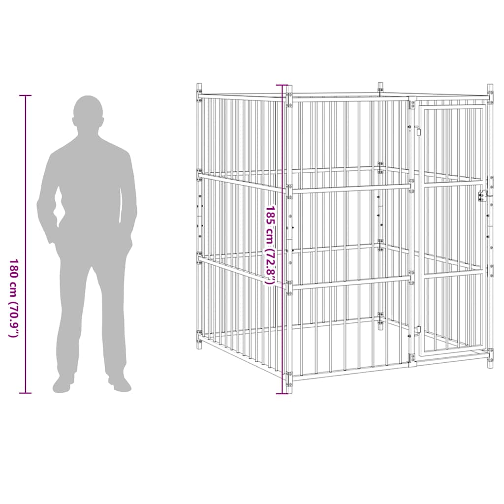 145761 vidaXL Outdoor Dog Kennel 150x150x185 cm