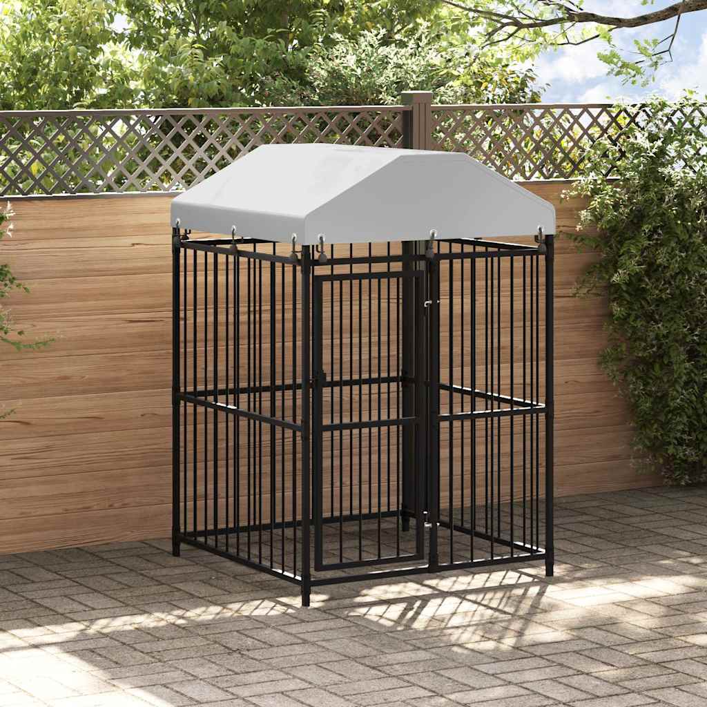 145762 vidaXL Outdoor Dog Kennel with Roof 120x120x150 cm
