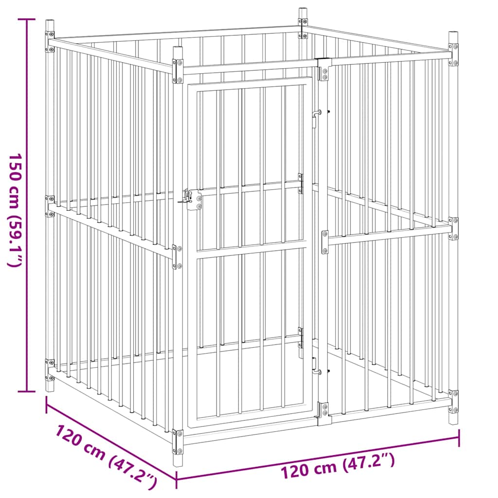 145763 vidaXL Outdoor Dog Kennel 120x120x150 cm