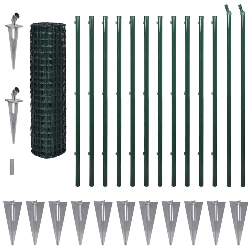 vidaXL Euro Fence Steel 25x1.7 m Green