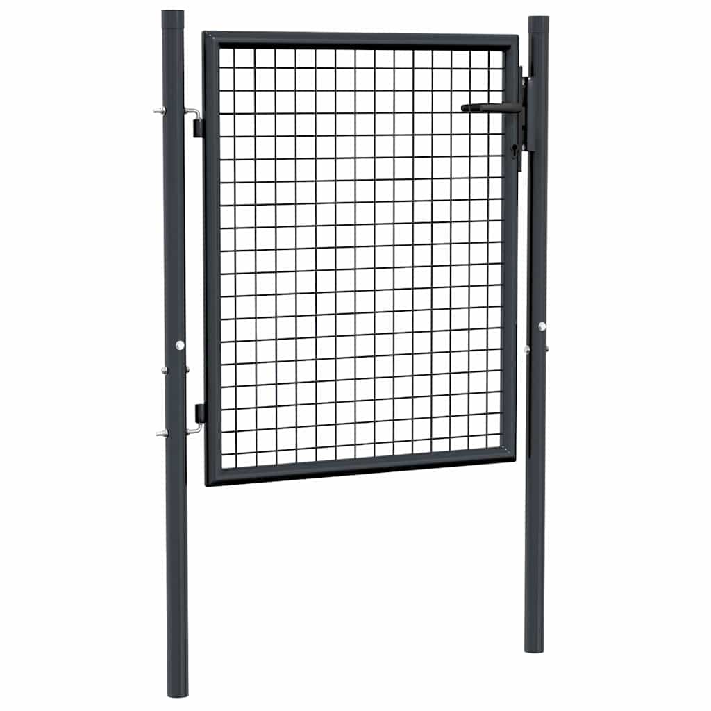 145771 vidaXL Mesh Garden Gate Galvanised Steel 100x75 cm Grey