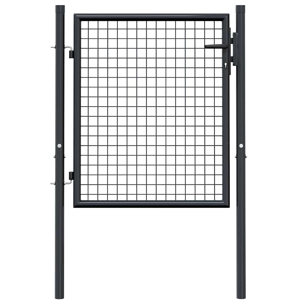 145771 vidaXL Mesh Garden Gate Galvanised Steel 100x75 cm Grey