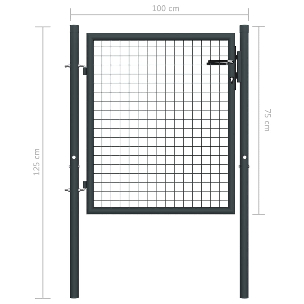 vidaXL Mesh Garden Gate Galvanised Steel 100x125 cm Grey