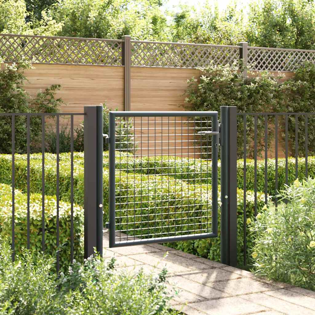 145771 vidaXL Mesh Garden Gate Galvanised Steel 100x75 cm Grey