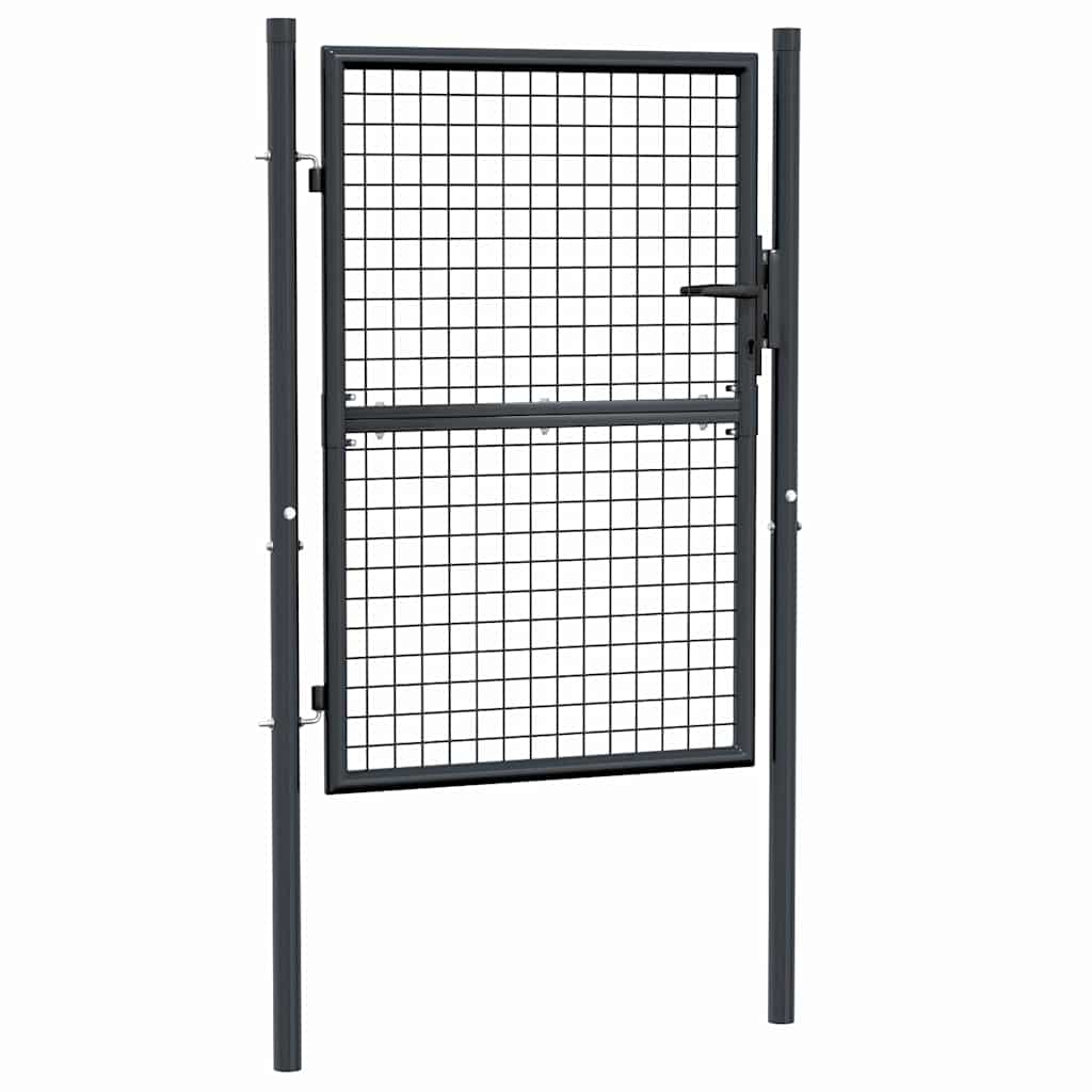 145772 vidaXL Mesh Garden Gate Galvanised Steel 100x125 cm Grey
