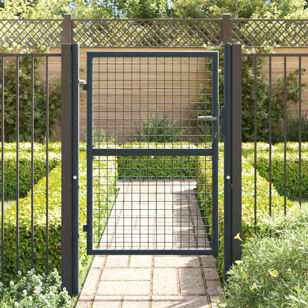 145772 vidaXL Mesh Garden Gate Galvanised Steel 100x125 cm Grey