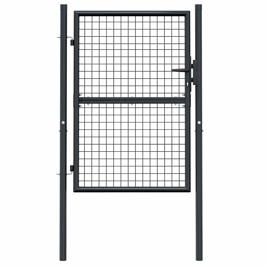 145772 vidaXL Mesh Garden Gate Galvanised Steel 100x125 cm Grey