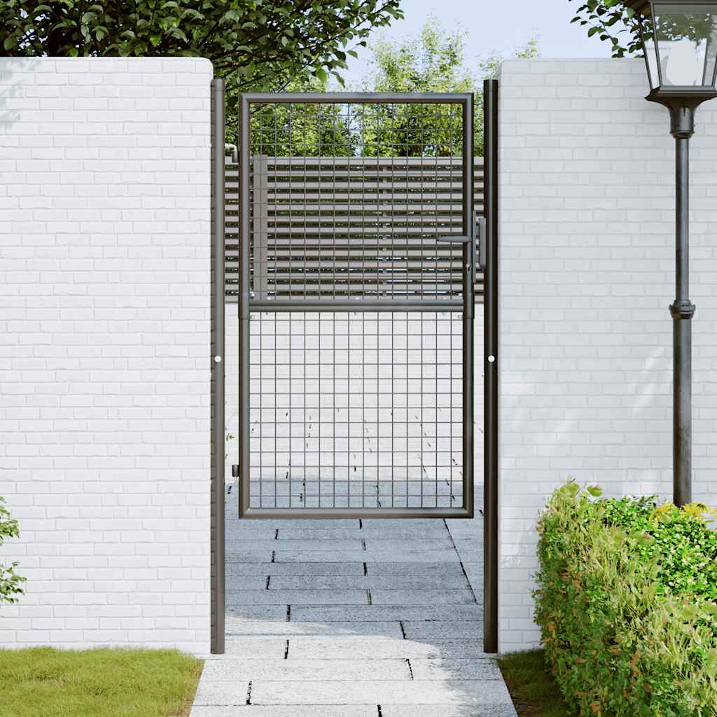 vidaXL Mesh Garden Gate Galvanised Steel 100x200 cm Grey