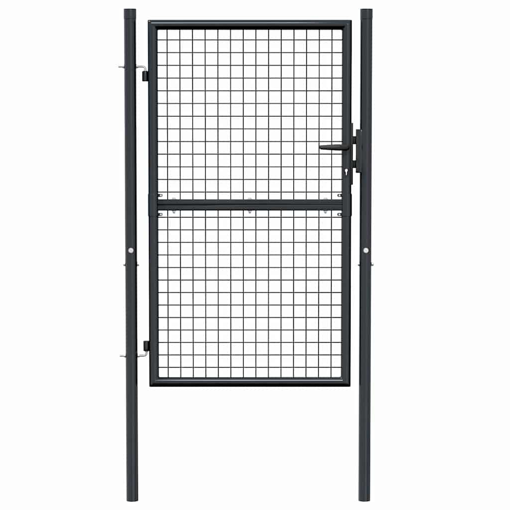 vidaXL Mesh Garden Gate Galvanised Steel 100x200 cm Grey