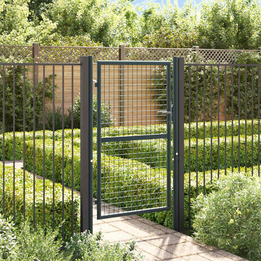 145773 vidaXL Mesh Garden Gate Galvanised Steel 100x150 cm Grey