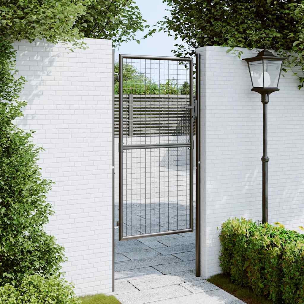 vidaXL Mesh Garden Gate Galvanised Steel 100x225 cm Grey