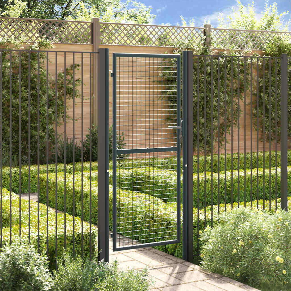 145775 vidaXL Mesh Garden Gate Galvanised Steel 100x200 cm Grey