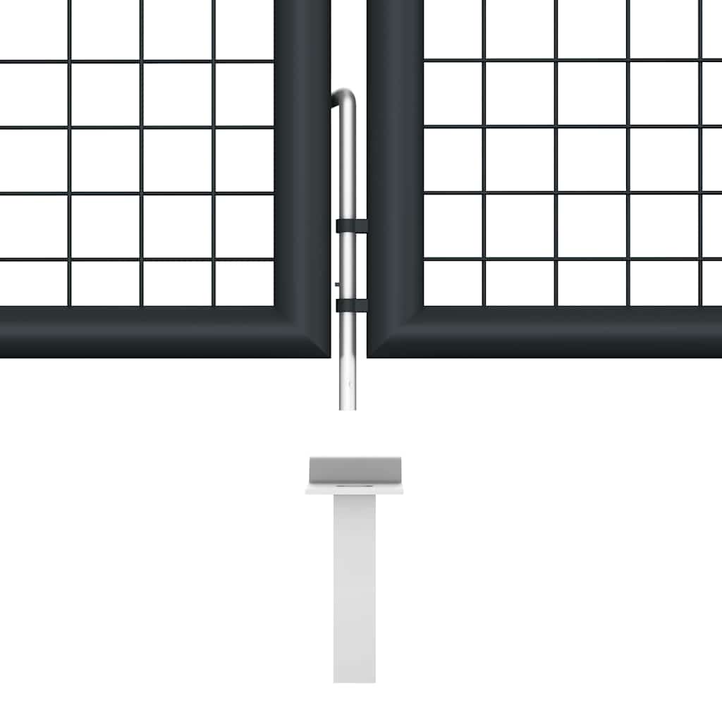 145776 vidaXL Mesh Garden Gate Galvanised Steel 400x75 cm Grey