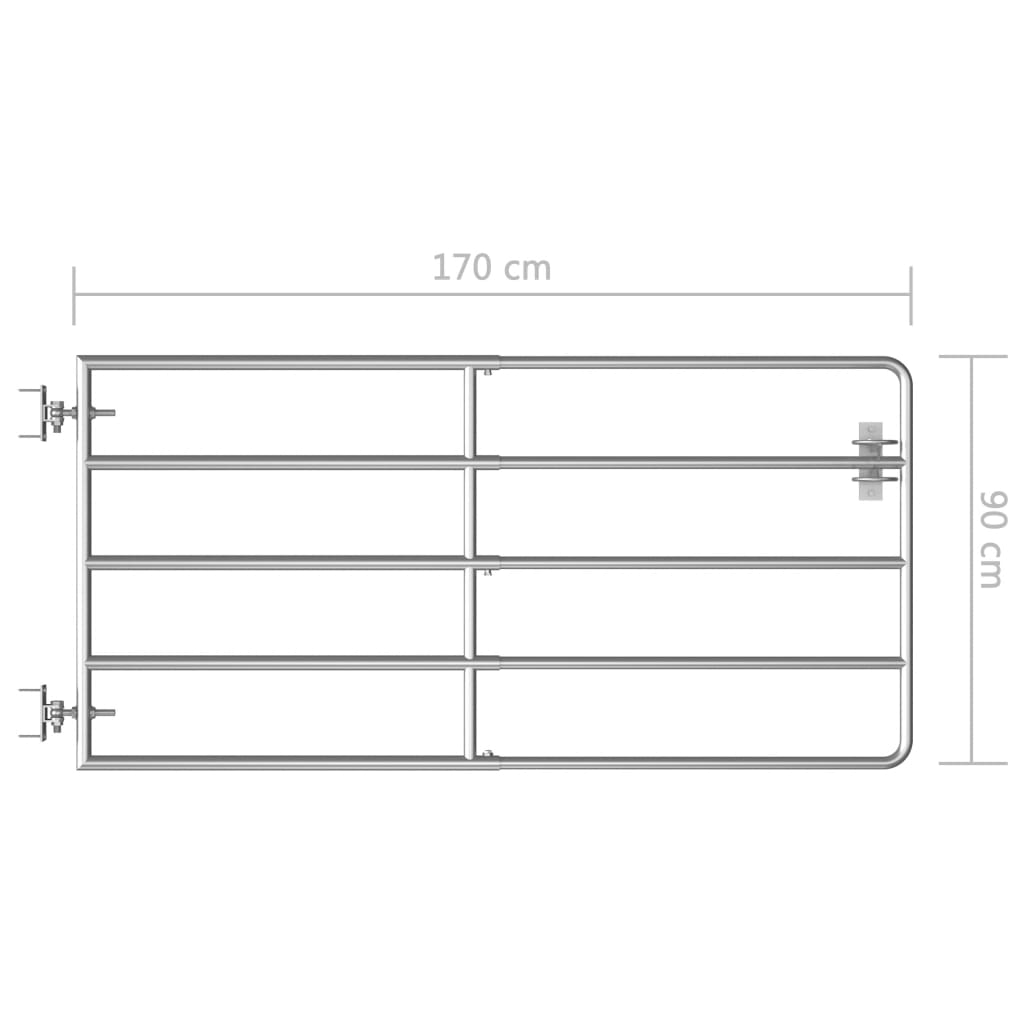 vidaXL 5 Bar Field Gate Steel (95-170)x90 cm Silver