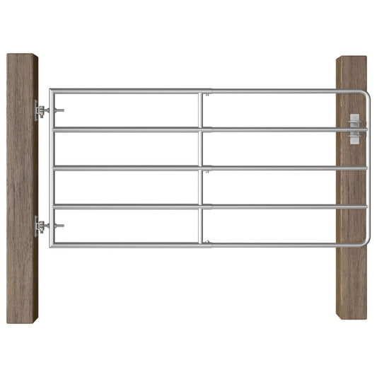145985 vidaXL 5 Bar Field Gate Steel (95-170)x90 cm Silver