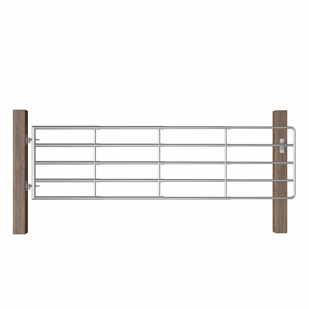 145986 vidaXL 5 Bar Field Gate Steel (115-300)x90 cm Silver