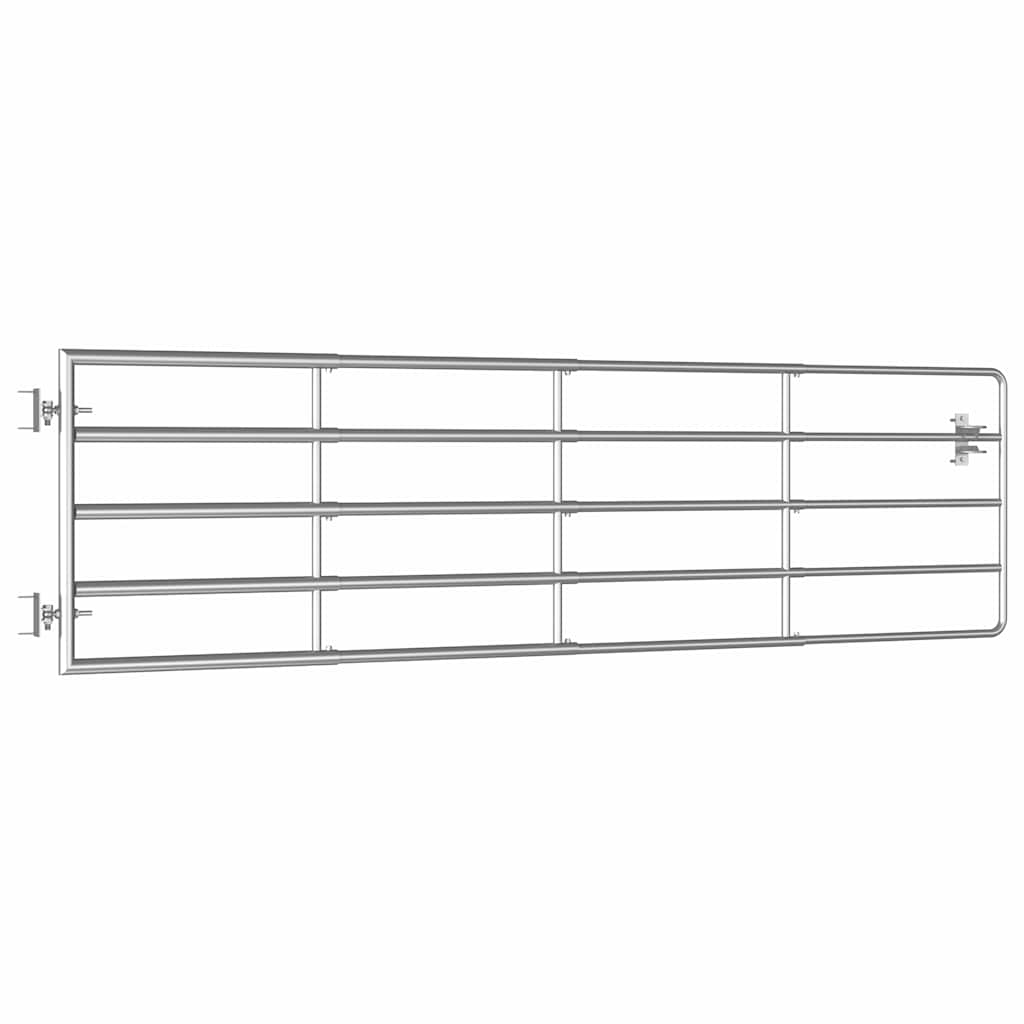 145986 vidaXL 5 Bar Field Gate Steel (115-300)x90 cm Silver