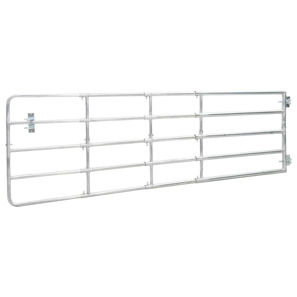 145987 vidaXL 5 Bar Field Gate Steel (150-400)x90 cm Silver