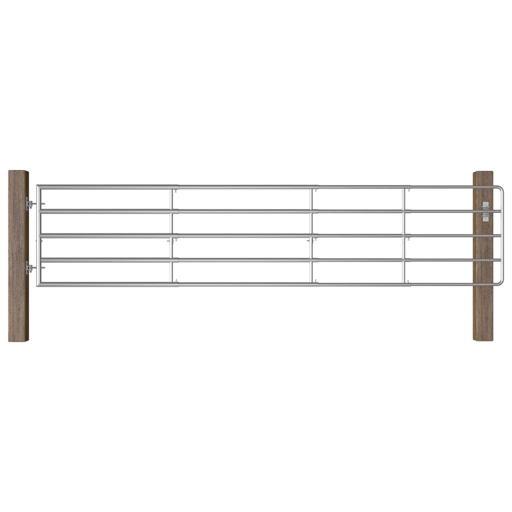 vidaXL 5 Bar Field Gate Steel (150-400)x90 cm Silver