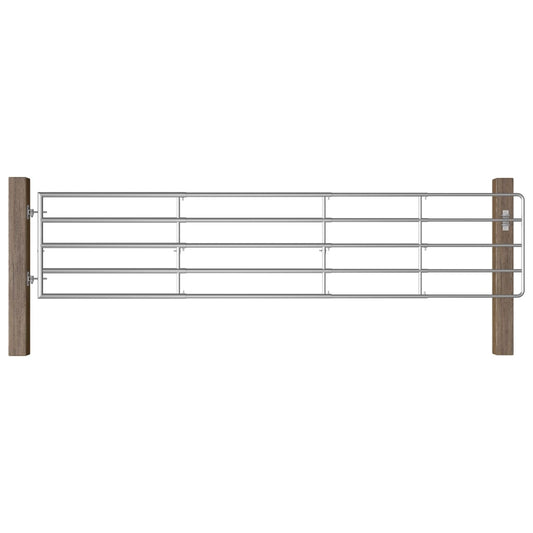 vidaXL 5 Bar Field Gate Steel (150-400)x90 cm Silver