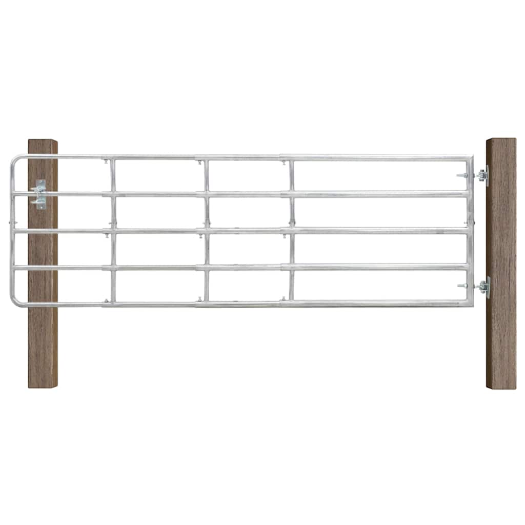 145987 vidaXL 5 Bar Field Gate Steel (150-400)x90 cm Silver