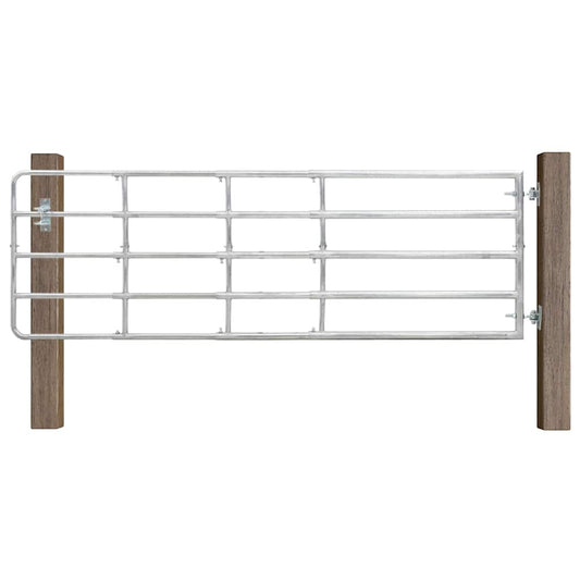 145987 vidaXL 5 Bar Field Gate Steel (150-400)x90 cm Silver