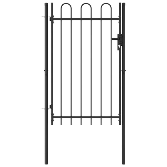 vidaXL Fence Gate Single Door with Arched Top Steel 1x1.5 m Black