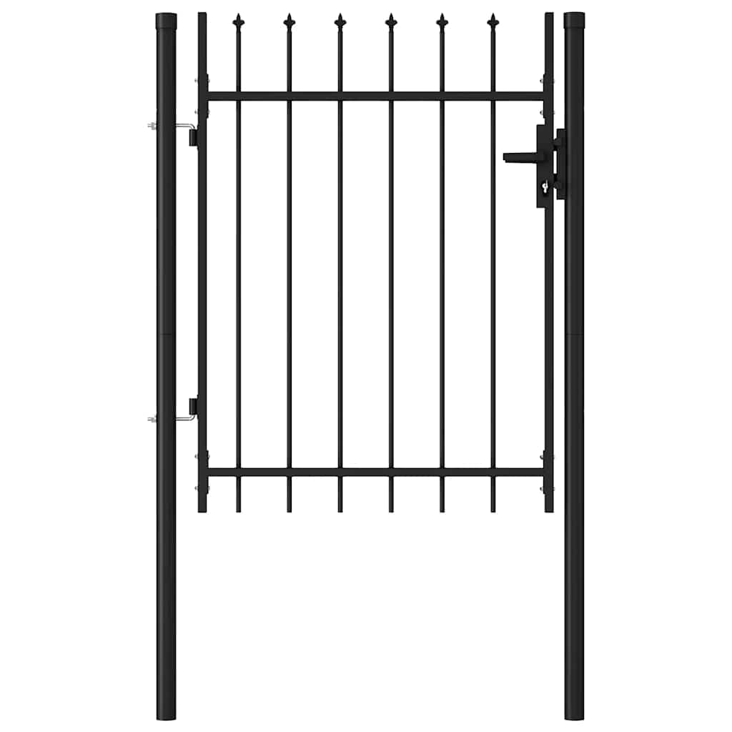 Fence Gate "BOXTEL" Single Door with Spike Top Steel 1x1,2 m Black