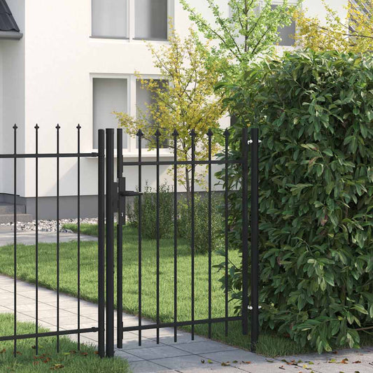 Fence Gate "BOXTEL" Single Door with Spike Top Steel 1x1,2 m Black