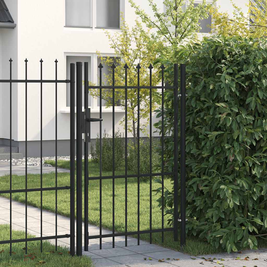 Fence Gate "BOXTEL" Single Door with Spike Top Steel 1x1,5 m Black