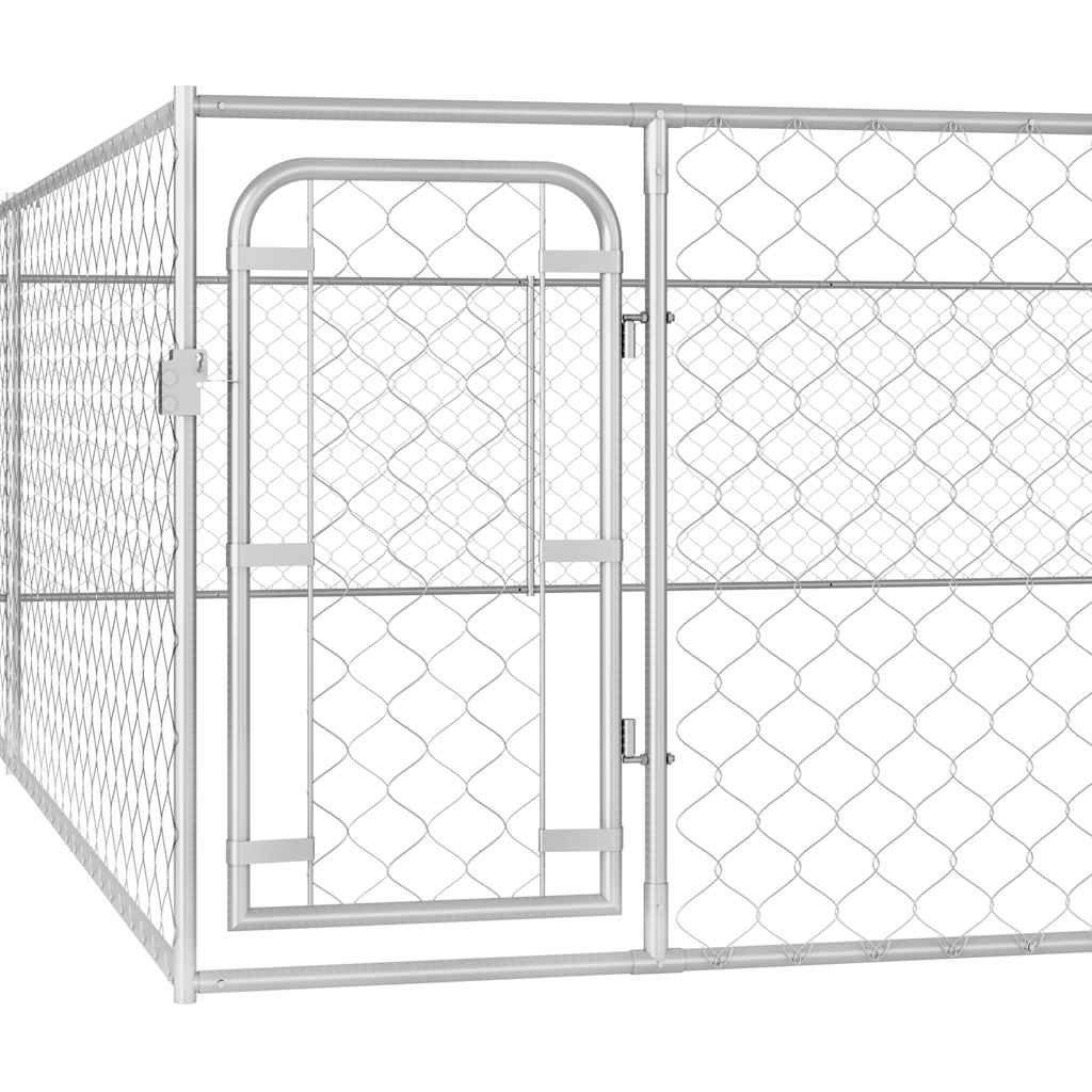 170821 vidaXL Outdoor Dog Kennel Galvanised Steel 6x6x1 m
