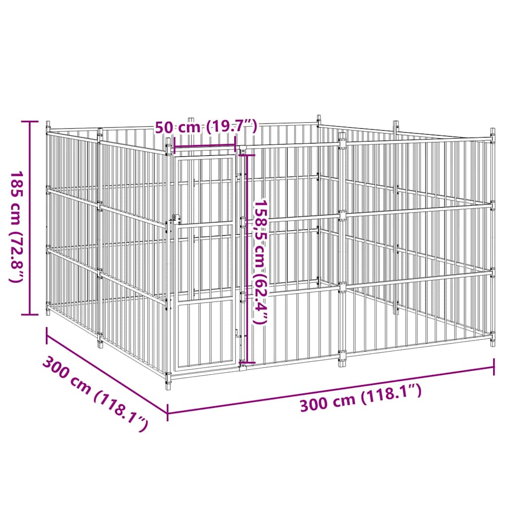 Outdoor Dog Kennel 300x300x185 cm