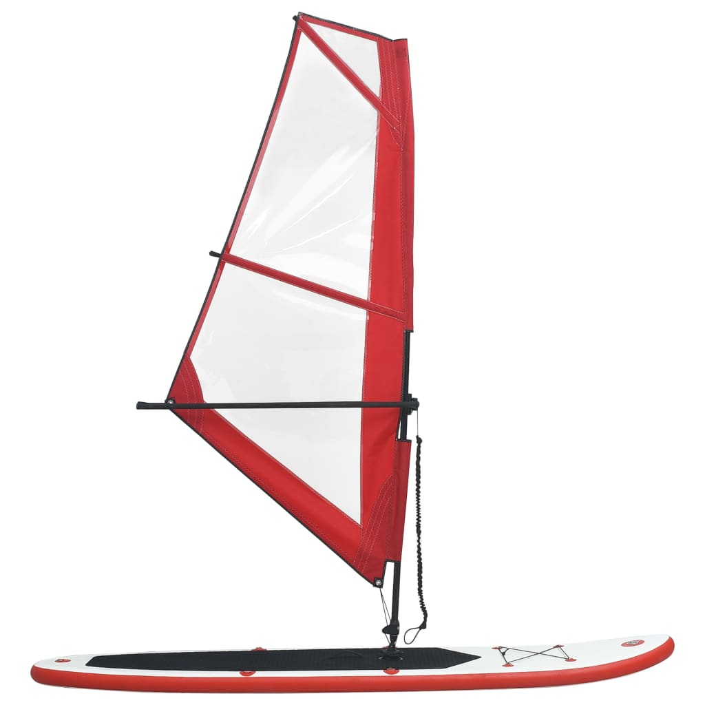 vidaXL Inflatable Stand Up Paddleboard with Sail Set Red and White