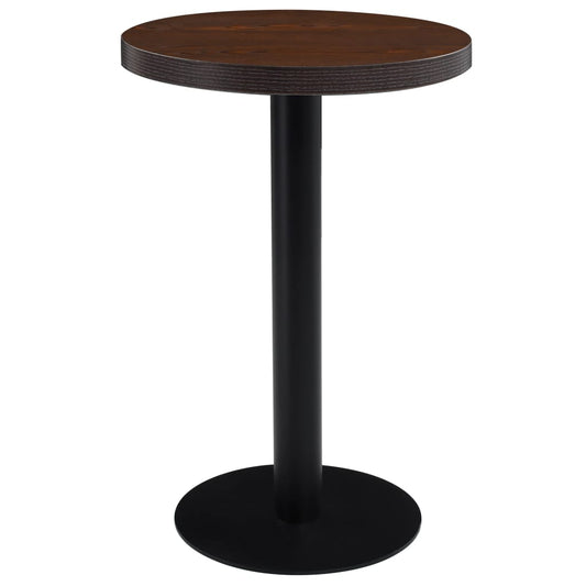 Bistro Table | Dark Brown, Black | MDF, Steel | Compact | Round | Modern