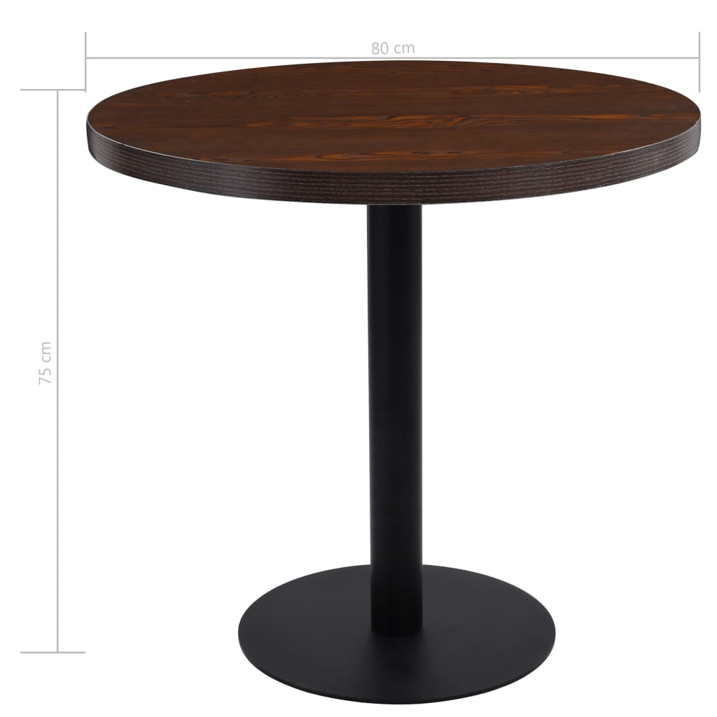 vidaXL Bistro Table Dark Brown 80 cm MDF