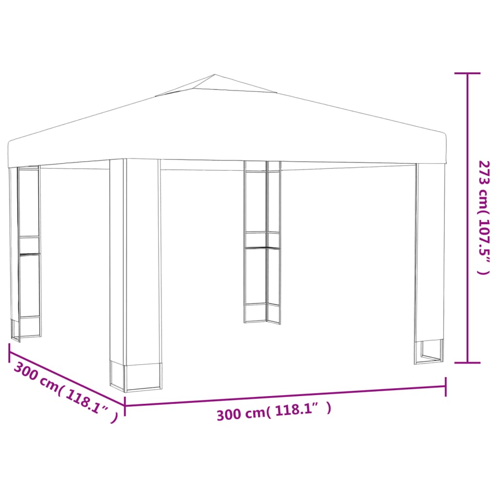 Tuinpaviljoen met Dubbel Dak 3x3 m Antraciet