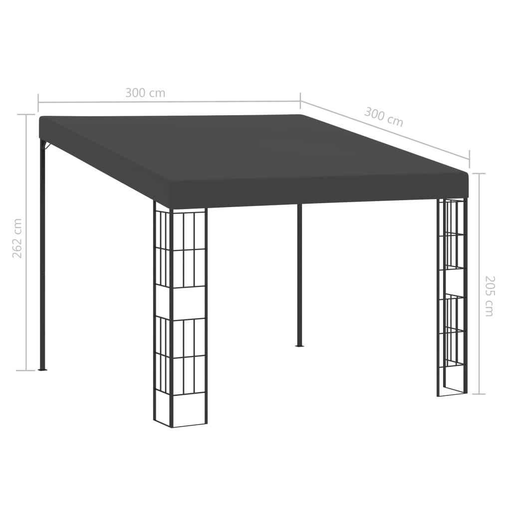 vidaXL Wall-mounted Gazebo 3x3 m Anthracite Fabric