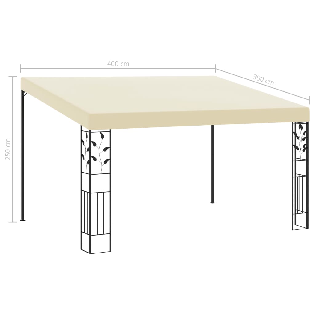 vidaXL Wall-mounted Gazebo 4x3x2.5 m Cream