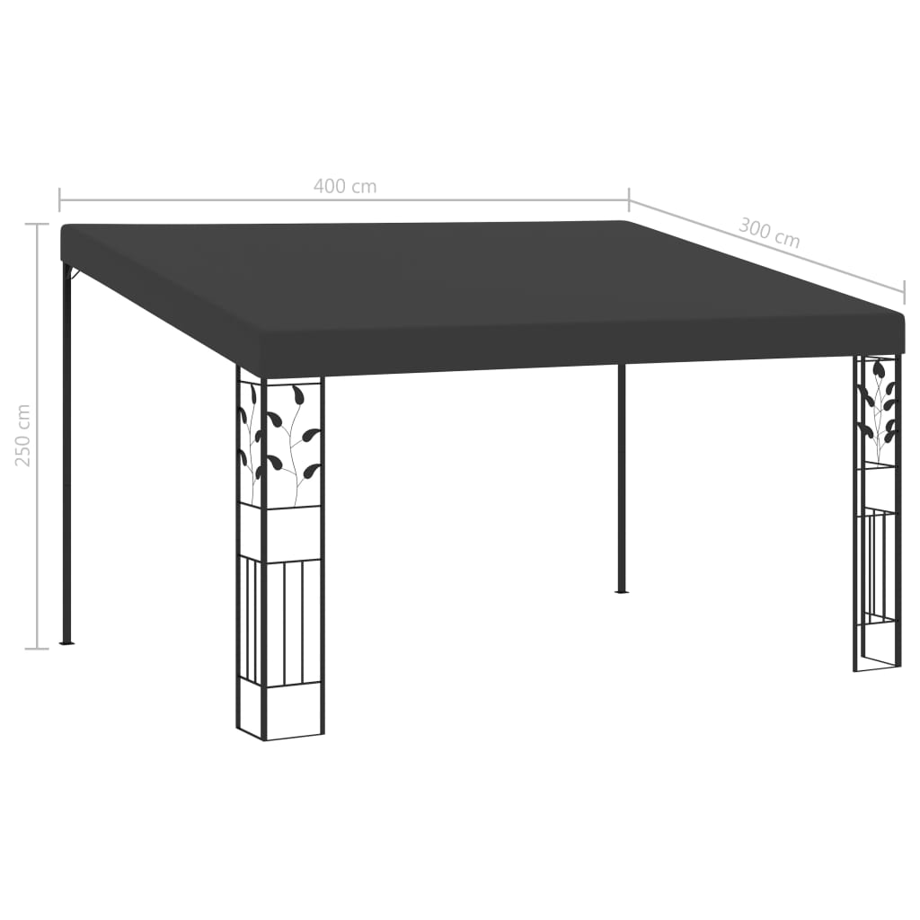 vidaXL Wall-mounted Gazebo 4x3x2.5 m Anthracite