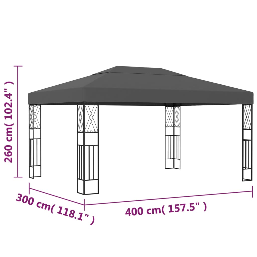 vidaXL Gazebo 3x4 m Anthracite Fabric