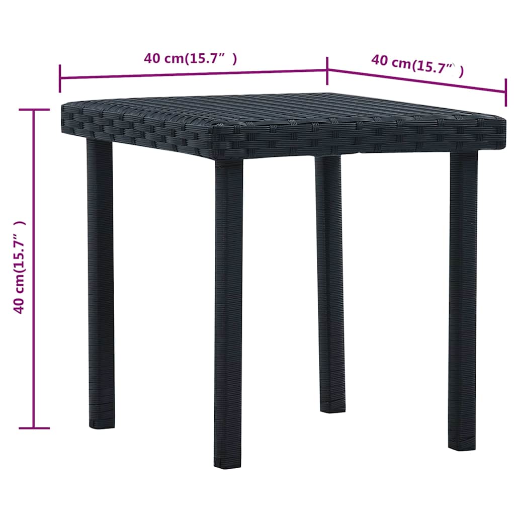 48561 vidaXL Garden Tea Table Black 40x40x40 cm Poly Rattan