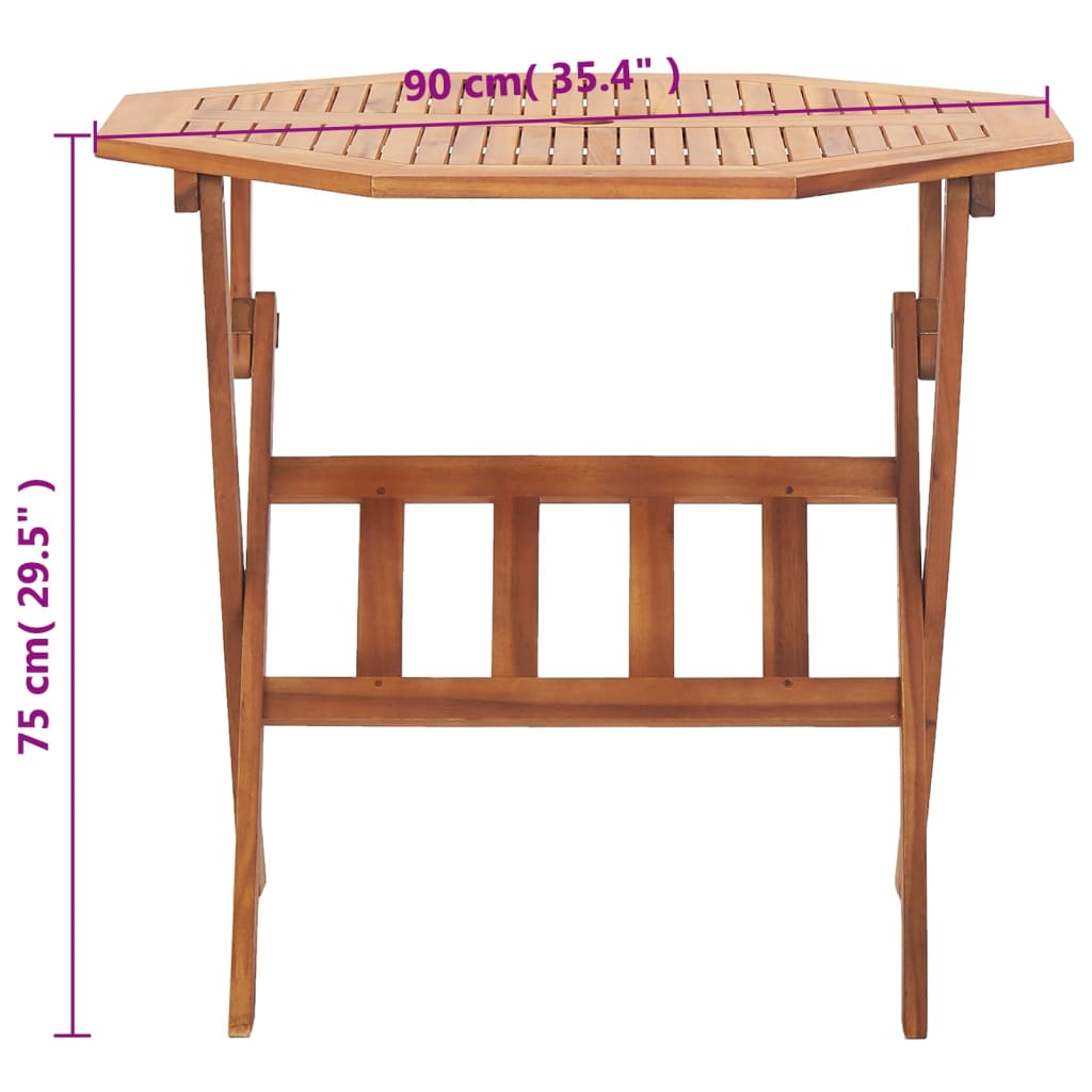 vidaXL Folding Garden Table 90x75 cm Solid Acacia Wood