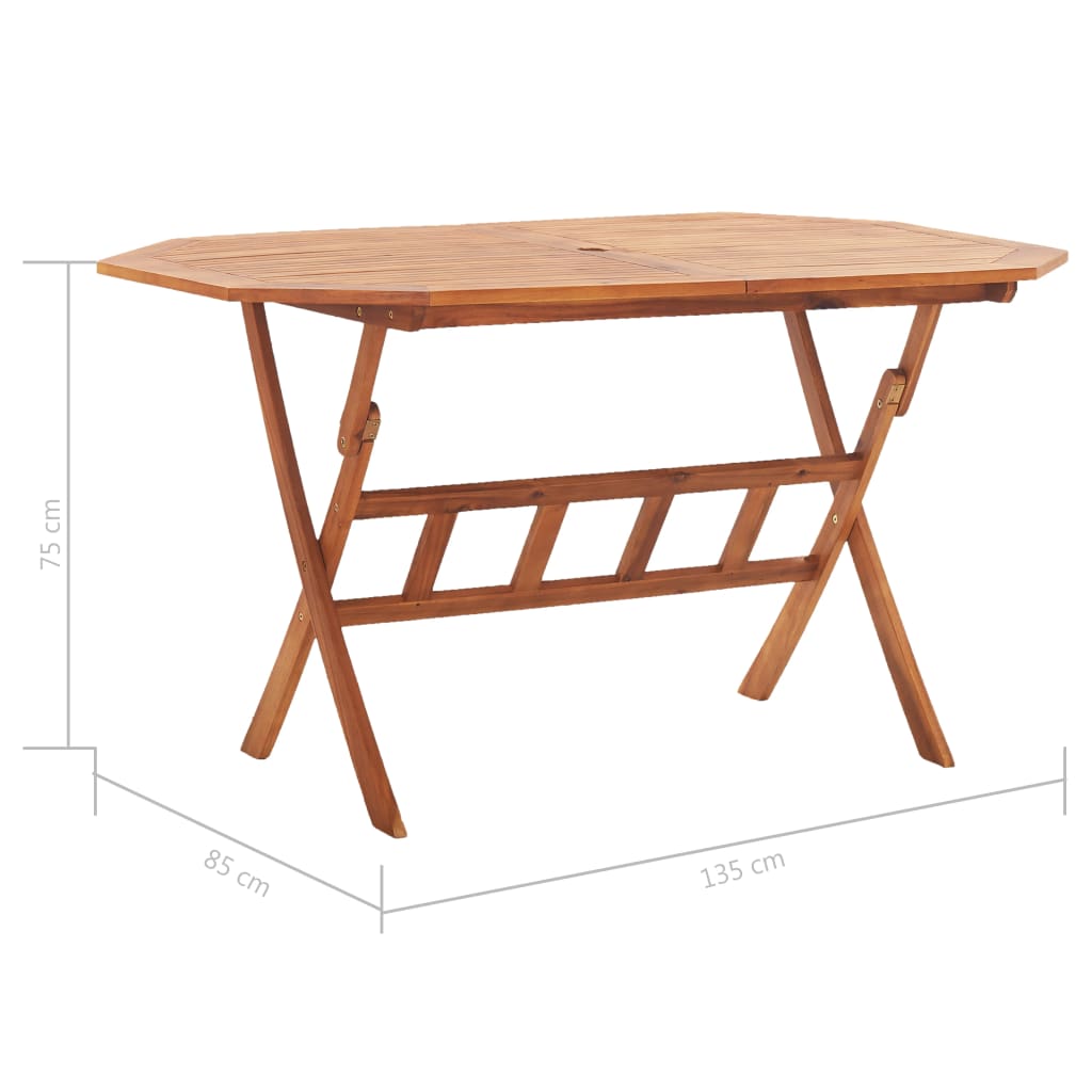 vidaXL Folding Garden Table 135x85x75 cm Solid Acacia Wood