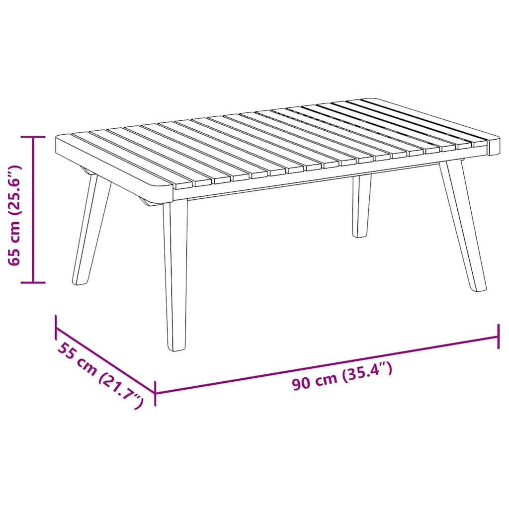 Garden Coffee Table | Golden brown | Solid acacia wood | 90x55x35 cm