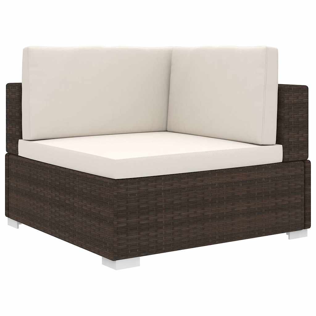 Sectional Corner Chair with Cushions Poly Rattan Brown
