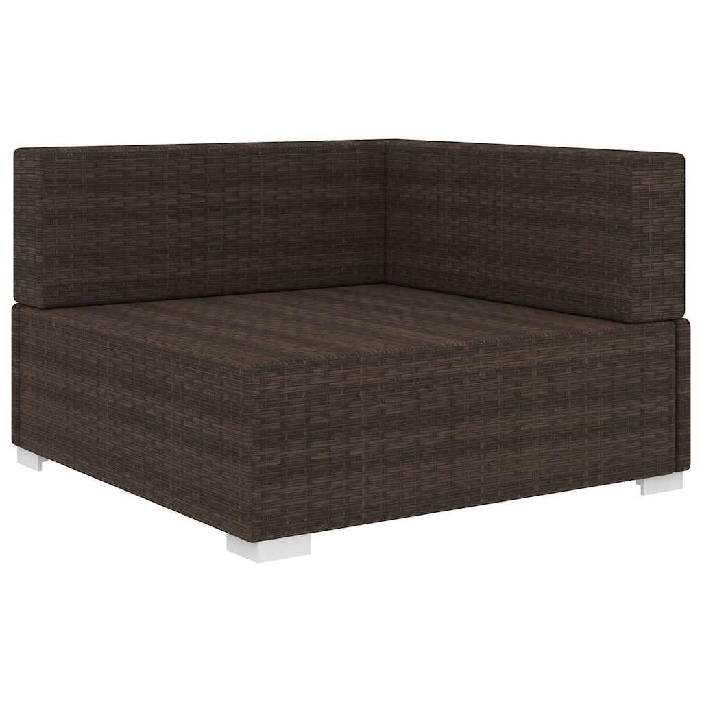 Sectional Corner Chair with Cushions Poly Rattan Brown